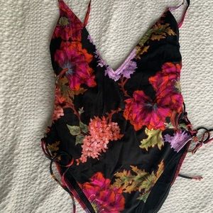 Zara flowered deep back swimsuit